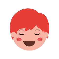 cartoon happy man head kawaii character