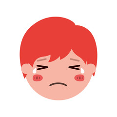 cartoon sad man head kawaii character