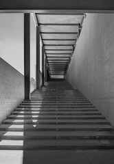 b&w architecture stairs