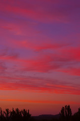 Landscape with dramatic light - beautiful golden sunset with saturated sky and clouds.