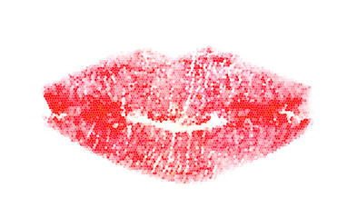 Fototapeta premium lipstick kiss on white background.