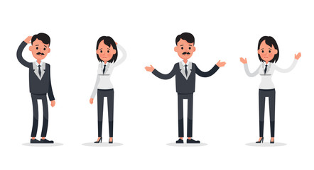 business people poses action character vector design no10