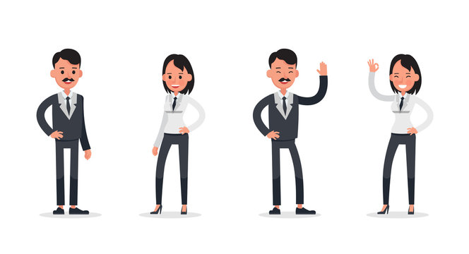 business people poses action character vector design no11