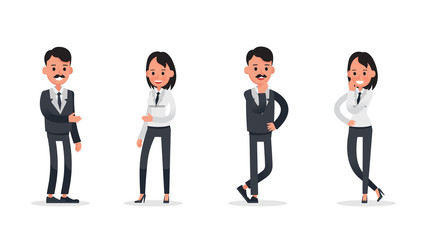 Obraz premium business people poses action character vector design no22