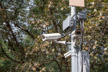 cctv on background blurred