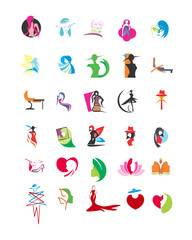 variation mixed feminine female image vector icon logo symbol set