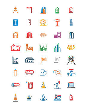 variation mixed oil refinery stationery tool image vector icon logo symbol set