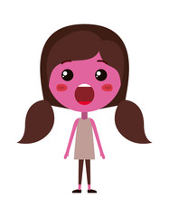 cartoon woman surprised kawaii character