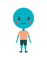 cartoon angry emoticon with body kawaii character
