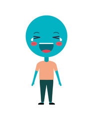 cartoon happy emoticon with body kawaii character