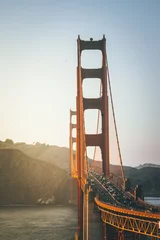 Raamstickers Golden Golden Gate Bridge © Alex