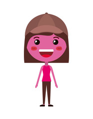 cartoon woman happy kawaii character