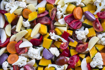 sliced vegetables autumn different colors