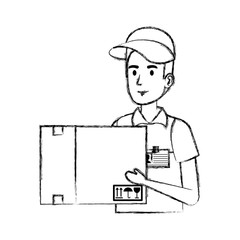 delivery worker lifting box character