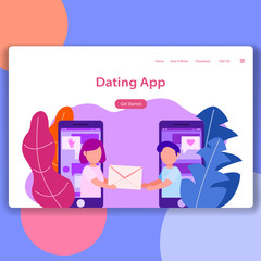 Dating App Landing Page UI Design Vector Illustration