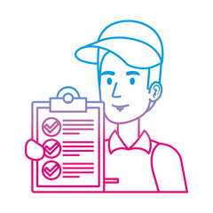 delivery worker with checklist character
