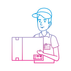 delivery worker lifting box character