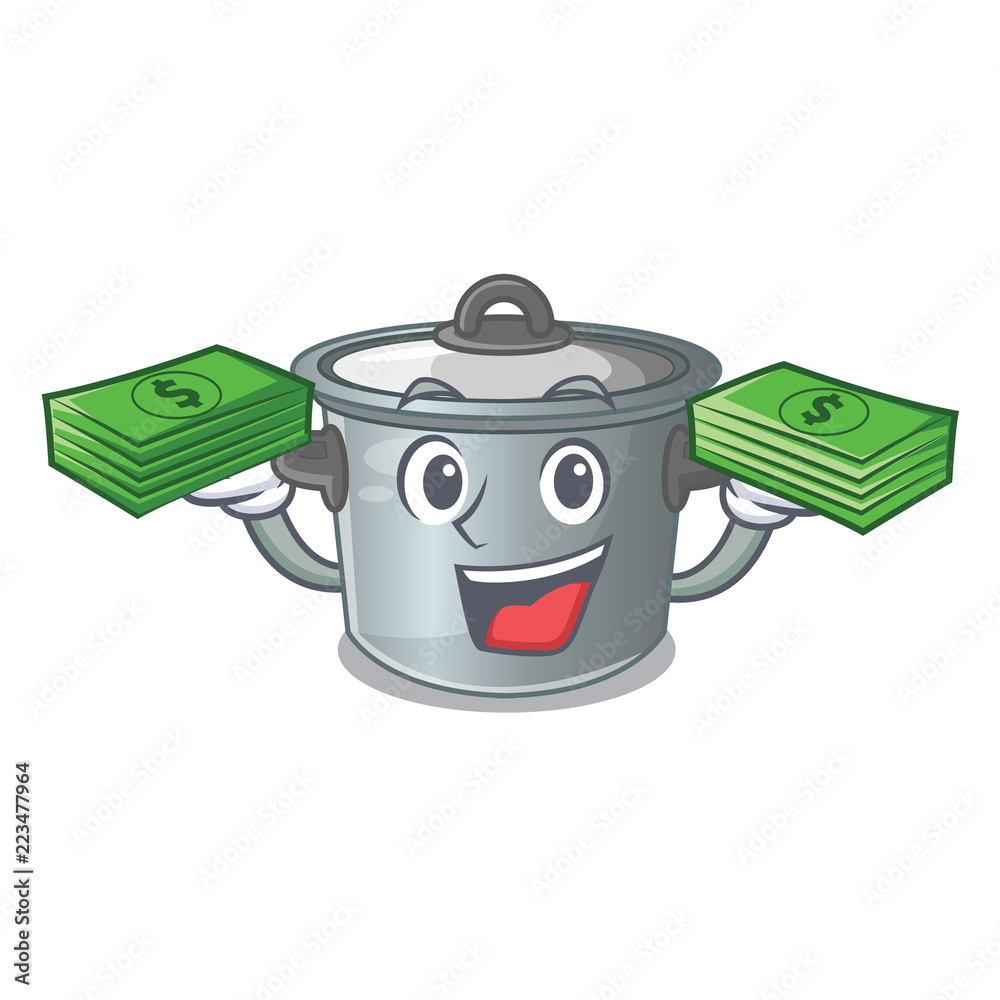 Sticker With money cartoon stock pot used cooking food