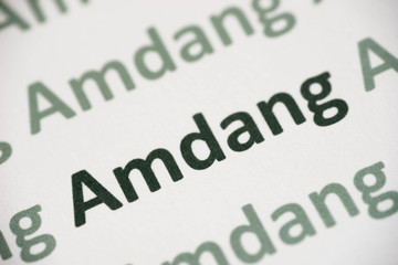 Obraz premium word Amdang language printed on paper macro