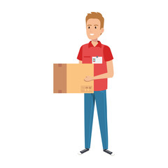 delivery worker lifting box character