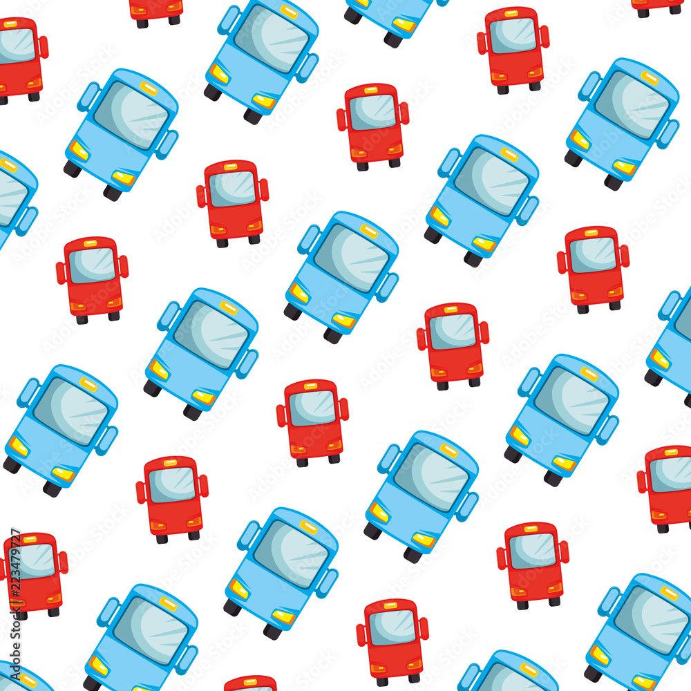 Wall mural bus vehicles pattern background