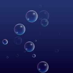 ubble with Hologram Reflection. Set of Realistic Water or Soap Bubbles for Your Design.