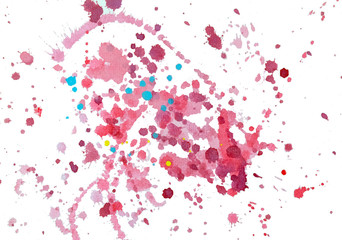 Abstract hand painted watercolour splashes background..