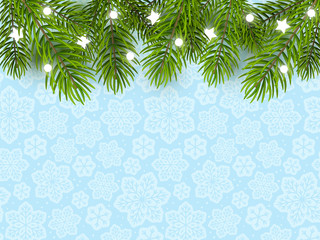 Fototapeta na wymiar Holiday background with Christmas tree border