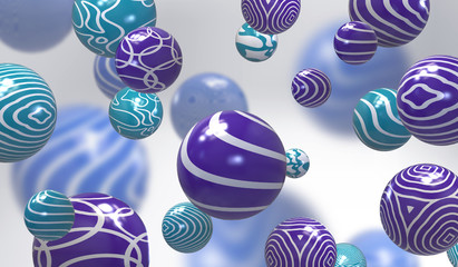 Abstract floating spheres on white background. 3d render.