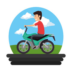 motorcycle sport with driver on the road
