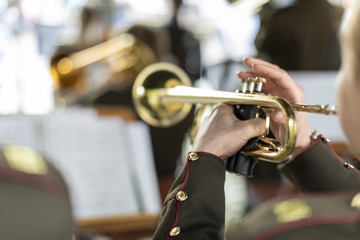 Naklejka premium A person playing a trumpet