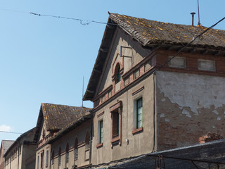 FACADE OF OLD SUGAR FACTORY, VEGUELLINA, LEON, SPAIN, EUROPE