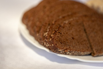 Slices of rye bread on a plate