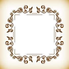 Cute square frame vintage style. Template for invitation, anniversary, greeting card.
