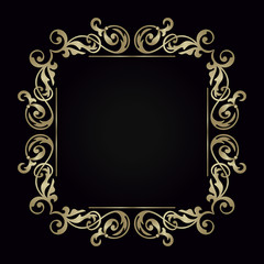 Vintage style empty square  silver frame on dark backdrop. Template for invitation, anniversary, greeting card.