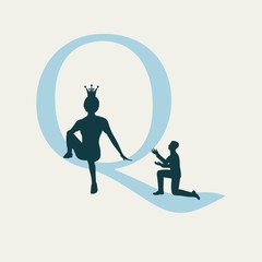 Silhouette of man in prayer pose. Man asking woman to marry him.