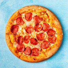 Pepperoni Pizza, top view.