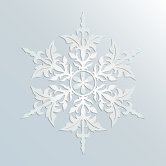 Lacy white snowflake background. Template for Christmas design