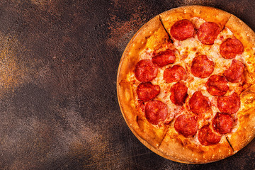 Pepperoni Pizza, top view.