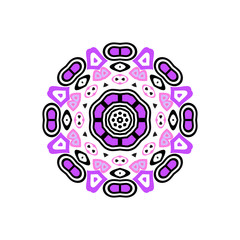 Indian Mandala or Simple Snowflake Icon Isolated