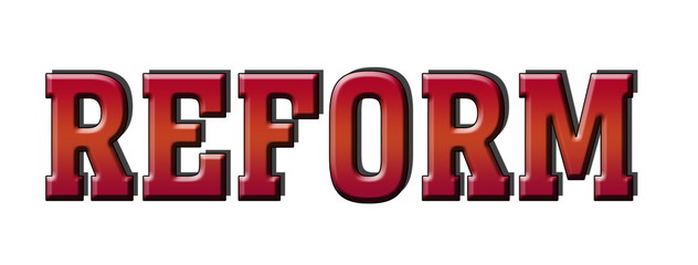 Reform 3D red logo stamp banner