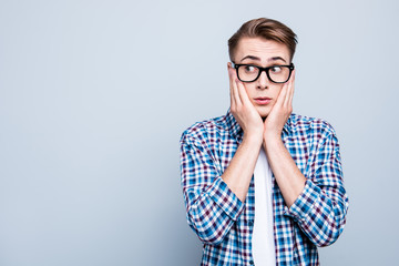 Portrait of confused high, school, puzzled, question teen, teena