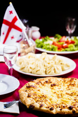 Khachapuri, a traditional Georgian dish of cheese pie.