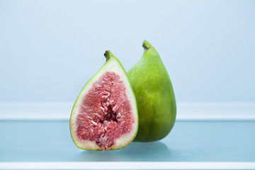 delicious ripe figs on the shelf of the refrigerator