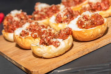 Finger food ready on a dish for party or events