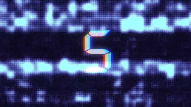 colorful glitch countdown from 10 to 1 interference moise blue background numbers animation new dynamic holiday joyful techno video footage