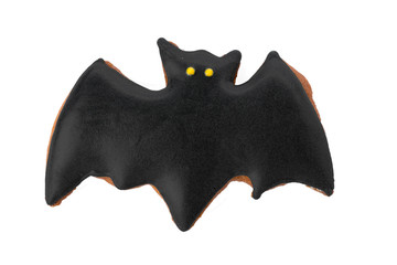 Halloween gingerbread cookie isolated on white