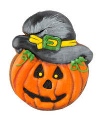 Halloween gingerbread cookie isolated on white