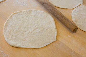 Raw round dough
