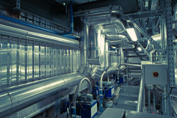 Industrial Steel pipelines, valves, cables and walkways